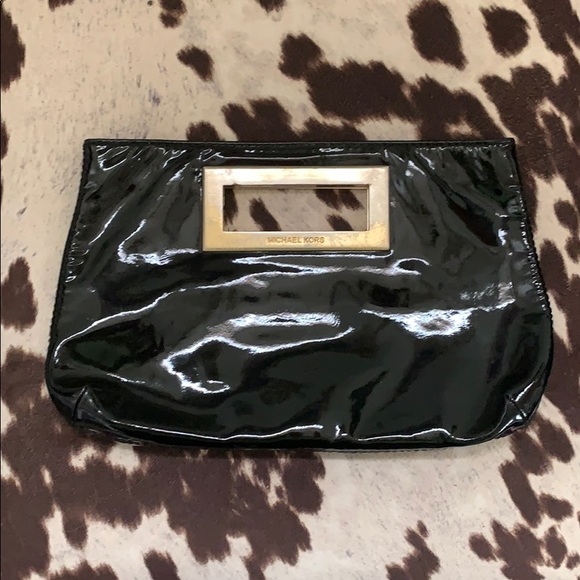 Michael Kors Black & Gold Patent Leather Clutch - Picture 2 of 7